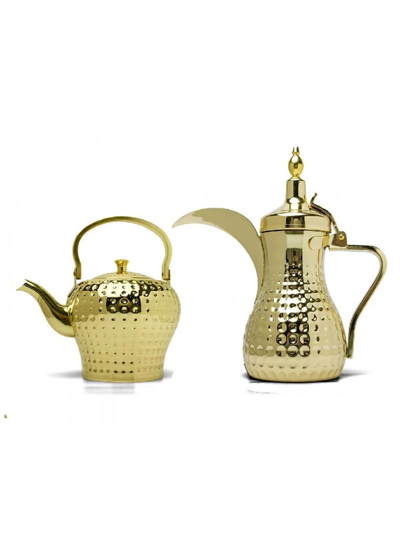 باصرة طقم دلة و براد باصرة فاخر ذهبي بسعه 1.3 - 2 لتر