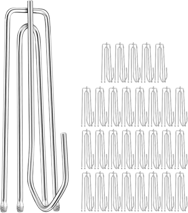 خطافات ستائر من الفولاذ المقاوم للصدأ 30 قطعة بتصميم أربعة أسنان لتعليق الستائر المطوية - Image 1