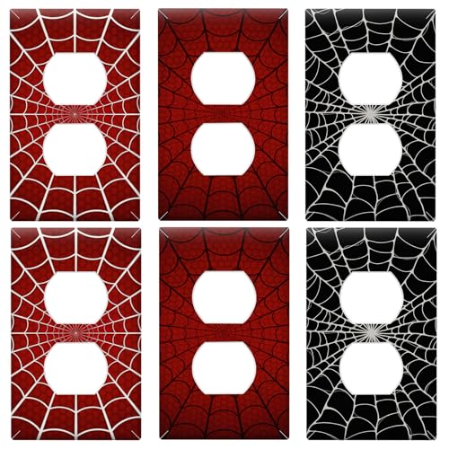 Pounchi Spider Web Light Switch Outlet Cover Stickers 6 Pcs (Not Plate, Standard Size 1-Gang 4.50" x 2.76") Switch Cover Decorative Wall Decals for Room Bedroom Office - Image 1