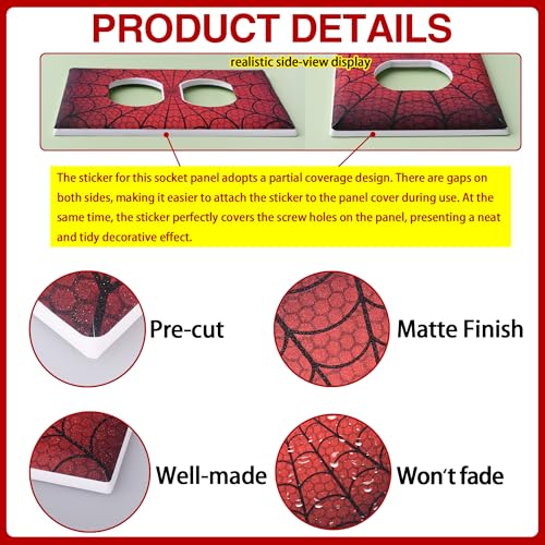 Pounchi Spider Web Light Switch Outlet Cover Stickers 6 Pcs (Not Plate, Standard Size 1-Gang 4.50" x 2.76") Switch Cover Decorative Wall Decals for Room Bedroom Office - Image 3