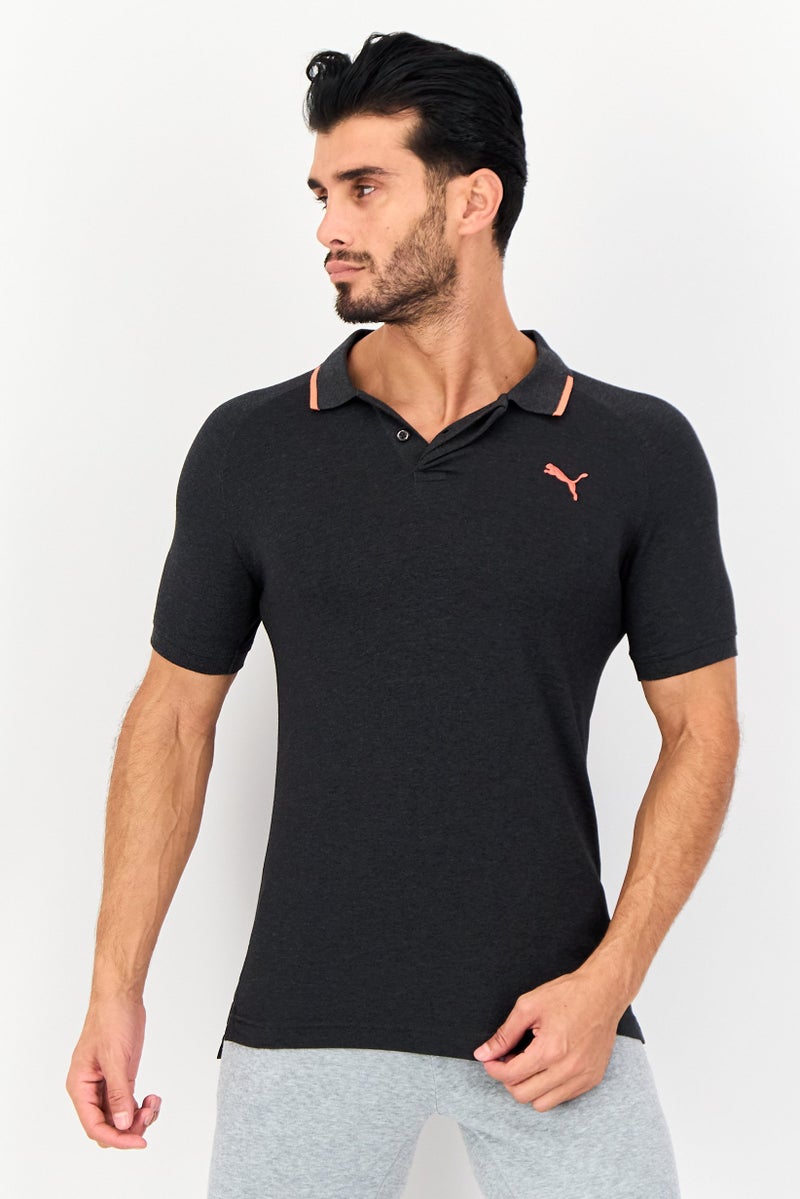 PUMA تي شيرت بولو للرجال بأكمام قصيرة مناسب للرياضة في الهواء الطلق، رمادي غامق - Image 1