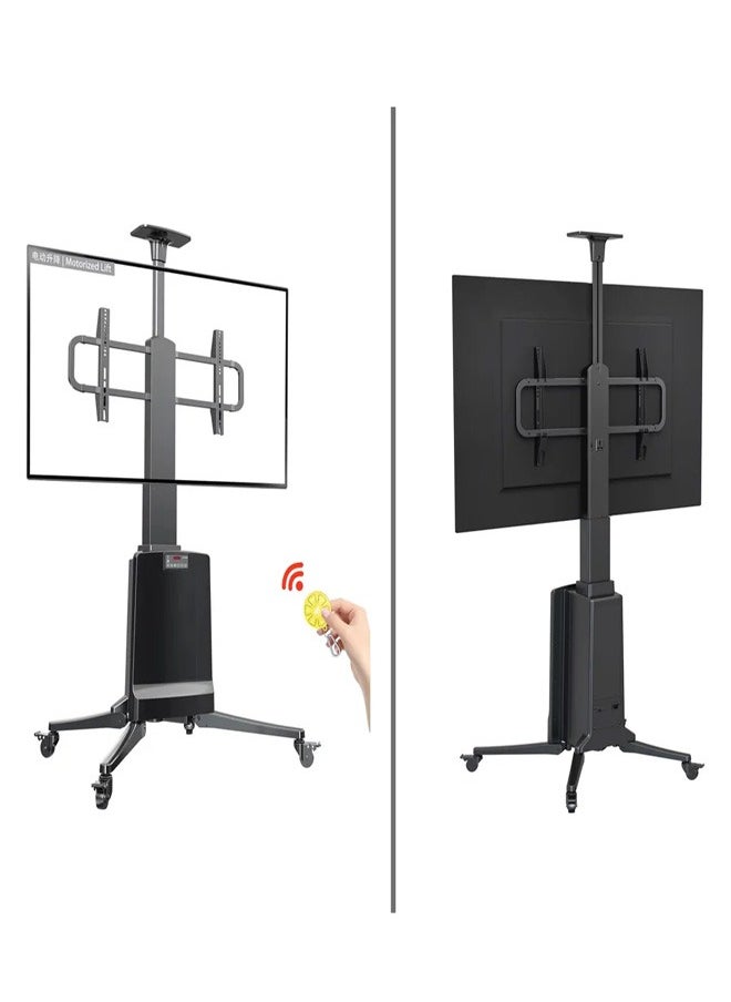 Skill Tech SH TW85 Motorized Telescopic Height Adjustable Aluminum TV Stand for 55–85 Inch Screens, Max VESA 600x400, Max Load 68.2kg – Heavy Duty Mobile TV Stand silver  - Image 2