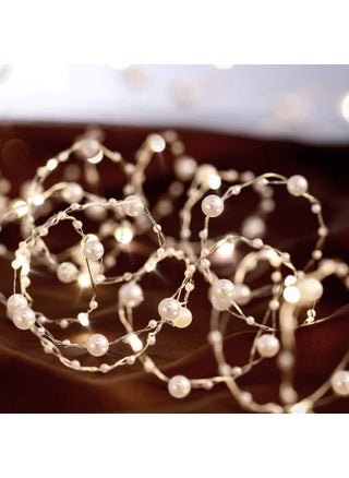 Ocean Pearl Beads String Lights 10 ft 40 LED Lights Battery Powered with 8 Flicker Modes Remote and Timer for Wedding Birthday Parties New Year DIY Home Mantel Decoration - pzsku/Z83919045B7EE850D0391Z/45/1749492673/9e65e79f-5866-4fa4-827a-7659e385996e