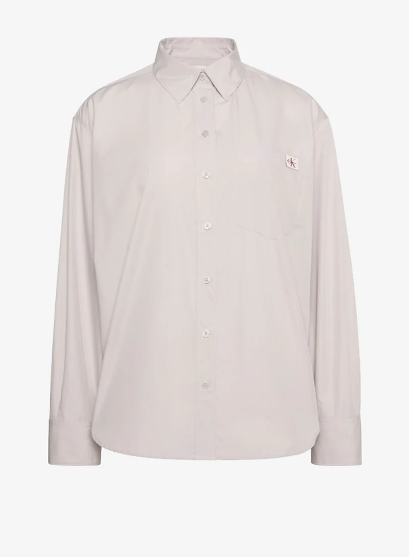 Calvin Klein Jeans  Woven Monologo Poplin Button-Down Shirt for Women | Best Price UAE