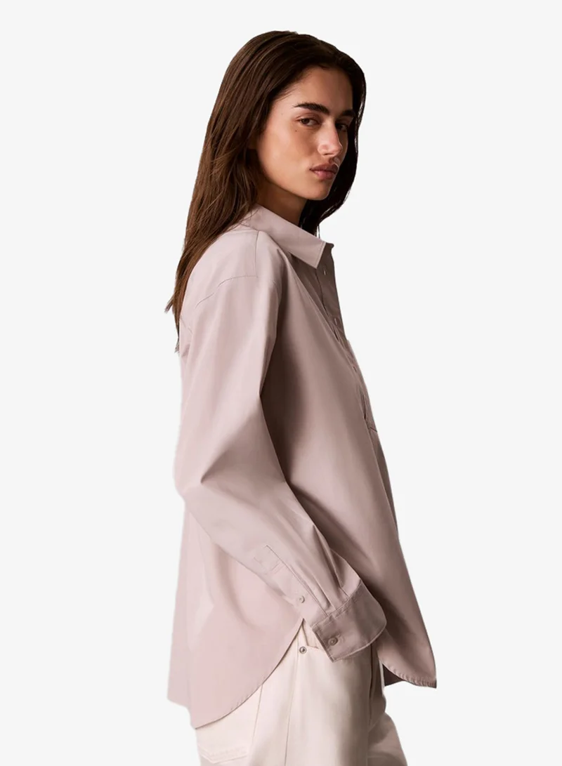 Calvin Klein Jeans  Woven Monologo Poplin Button-Down Shirt for Women | Best Price UAE