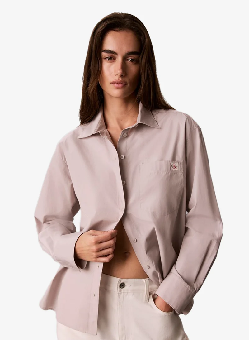 Calvin Klein Jeans  Woven Monologo Poplin Button-Down Shirt for Women | Best Price UAE