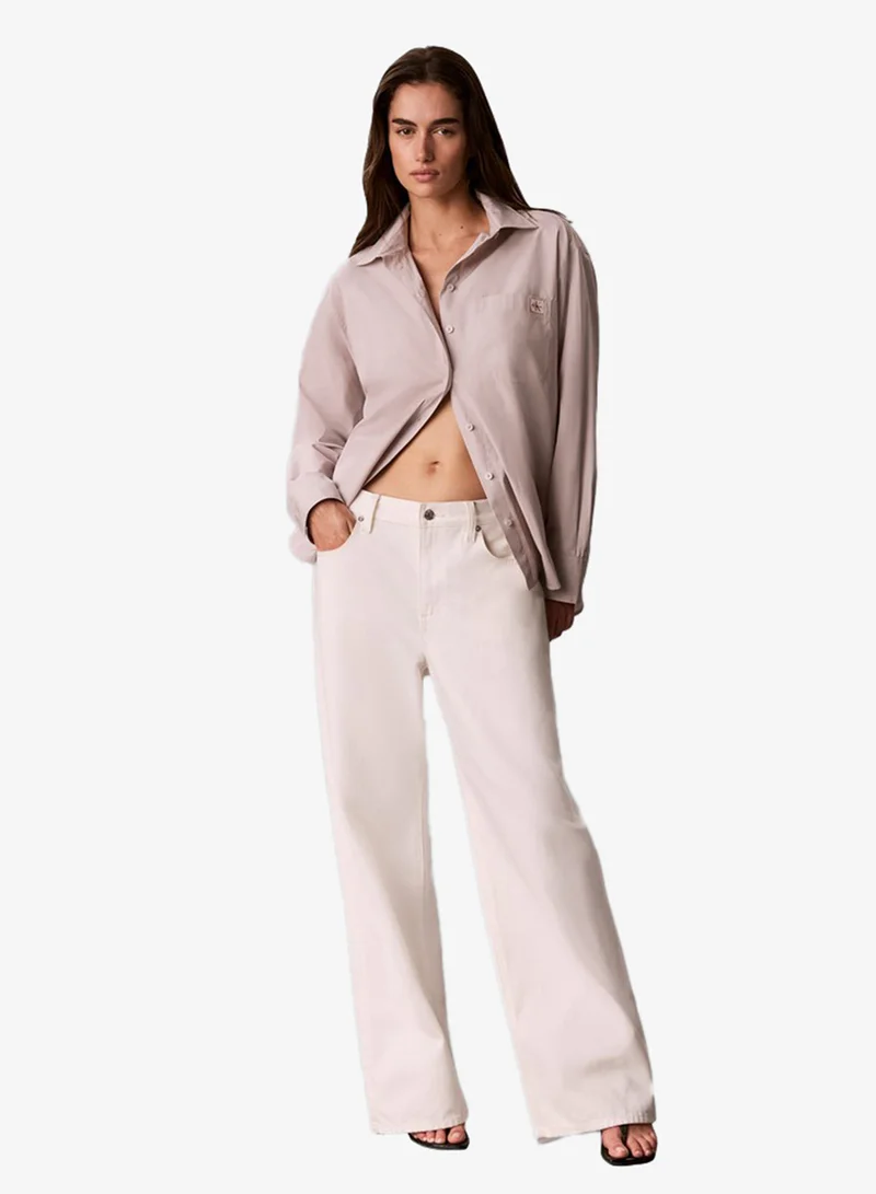 Calvin Klein Jeans  Woven Monologo Poplin Button-Down Shirt for Women | Best Price UAE