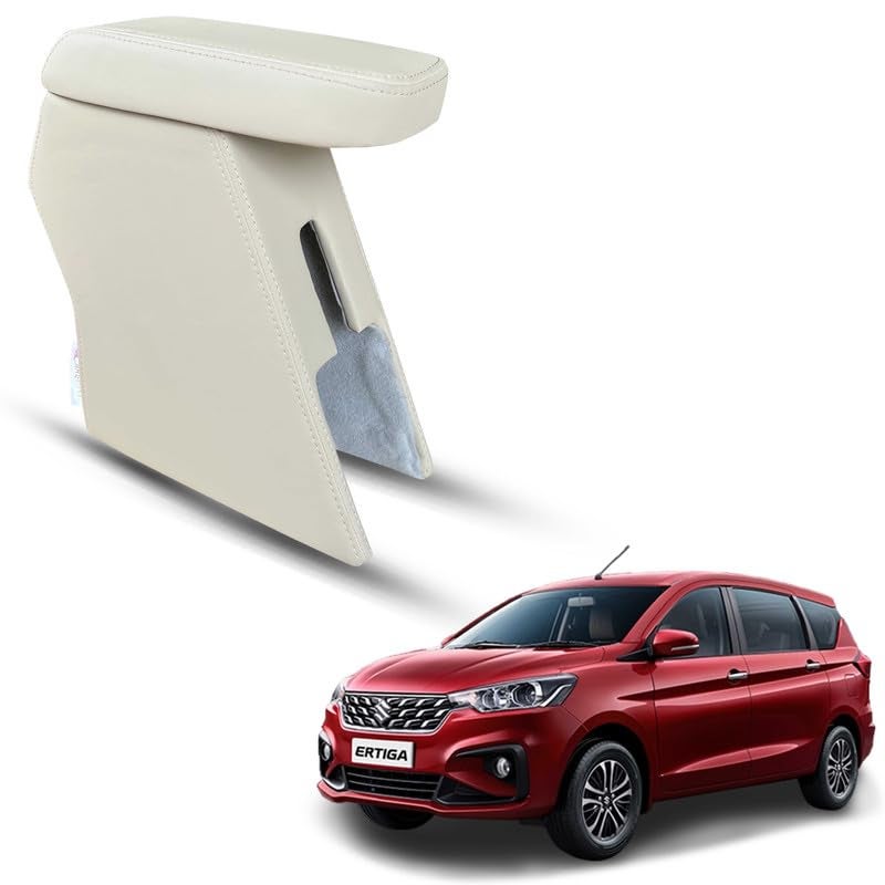 Carigiri Premium Finish Car Armrest with Storage Box And High Density Moulded Foam For Maruti Suzuki Ertiga (Models-2018-2024) (Beige with Beige Stitching,Nappa Leatherette) - Image 1