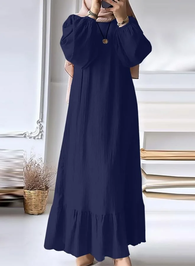 تايك تو جلابية نسائية Take Two كحلي بأكمام مزمومة
