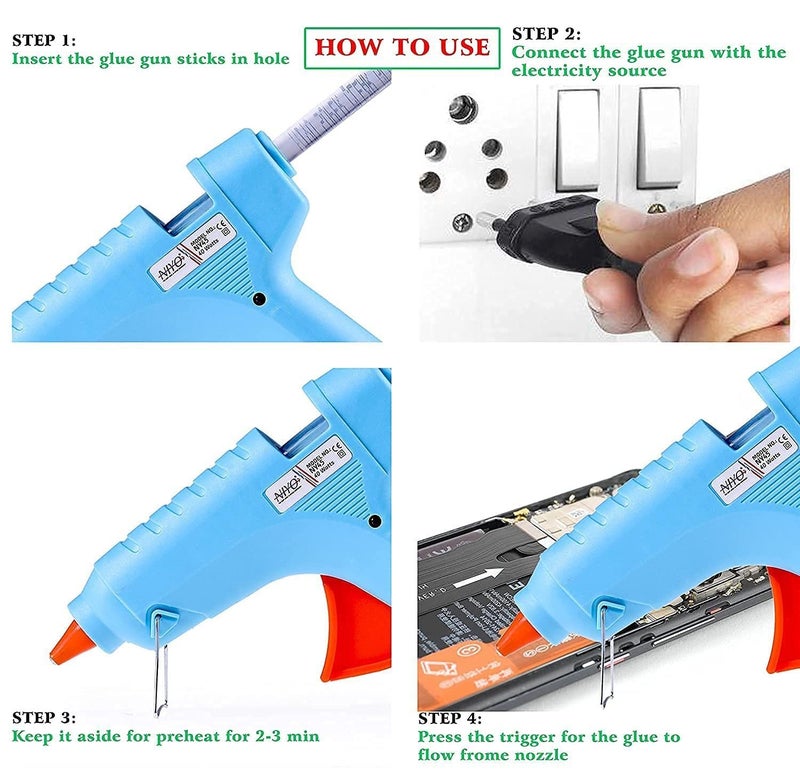 VN Sons Hot Melt Glue Gun Kit 20 Watt Decorations Furniture Quick Repairs - Image 2