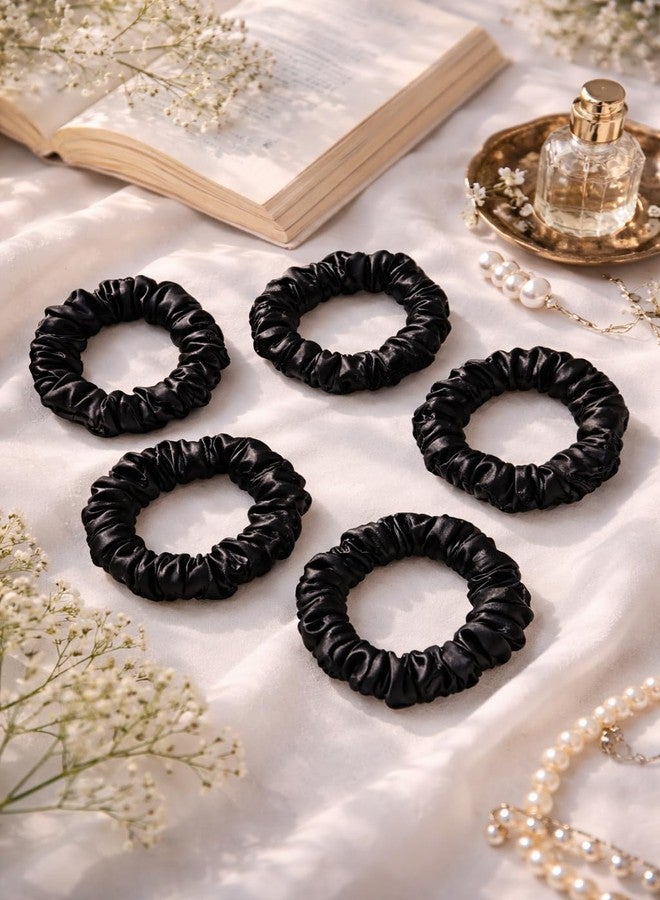Atrube Luxury Skinny Satin Scrunchies for Women, Pack of 6, Anti-Hair-Breakage Hair Ties for Girls (WHITE) - Image 4
