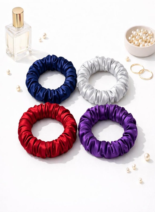 Atrube Luxury Skinny Satin Scrunchies for Women, Pack of 6, Anti-Hair-Breakage Hair Ties for Girls (WHITE) - Image 5