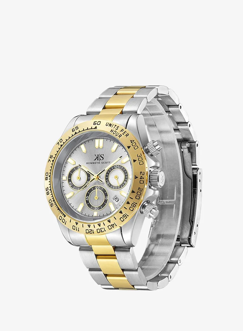 KENNETH SCOTT Men's Stainless Steel Multi Function Watch K23123-TBTW - 43 mm
