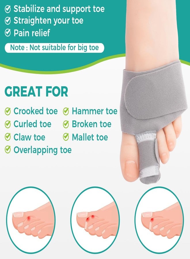 lefeke Toe Splint for Broken Toe Support, Toes Brace for Men and Women, Fracture Toes Protector for Second Toe to Pinky (Grey) - Image 2