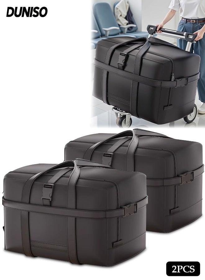 DUNISO 2Pcs Moving Storage Bags，Foldable Storage Organizer Bag with Strong Zippers & Carrying Handles，Large Thicken Heavy Duty Oxford Organizer Bags with Reinforced Buckle，Waterproof and Dustproof, for Bedding/Duvets/Pillows/Laundry/Clothes/Moving home，60*29*43cm,Black - Image 1