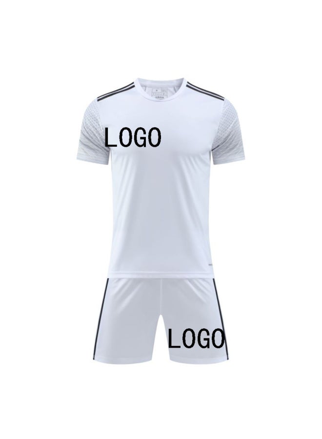 White Football Uniform Suit For Children And Adults Game Training Team Uniform Quick-drying Sportswear Summer Short-sleeved Jersey Printed Number