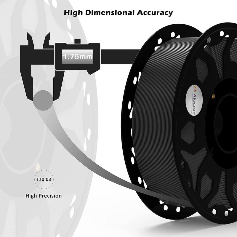 Protomont TECHNOLOGIES فيلا مونت 1.75 مم خيوط PLA بريميوم بلس للطباعة ثلاثية الأبعاد متوافقة مع معظم طابعات FDM (أسود) - Image 4