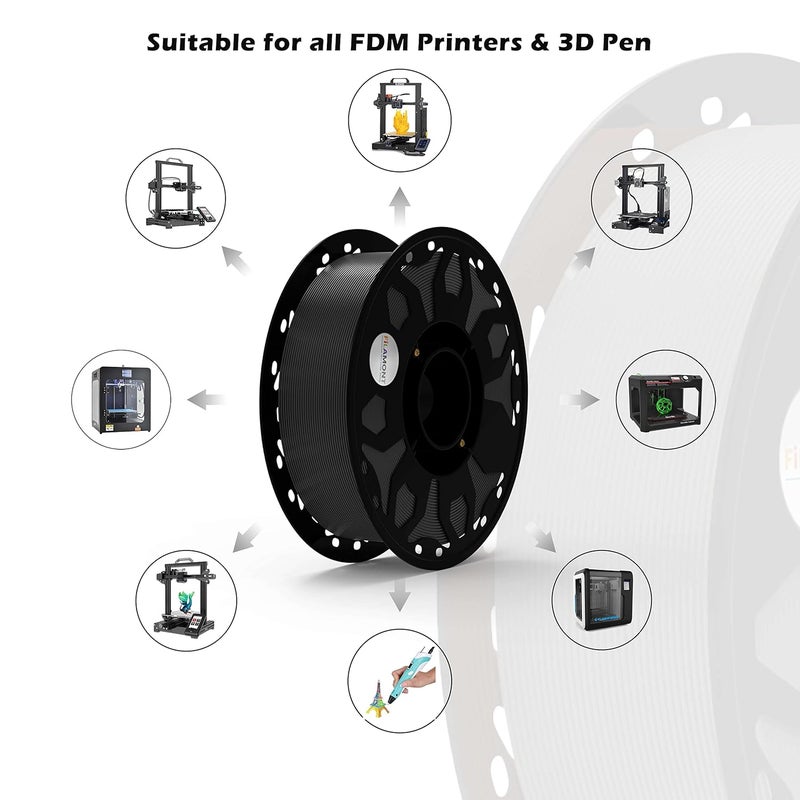 Protomont TECHNOLOGIES فيلا مونت 1.75 مم خيوط PLA بريميوم بلس للطباعة ثلاثية الأبعاد متوافقة مع معظم طابعات FDM (أسود) - Image 2