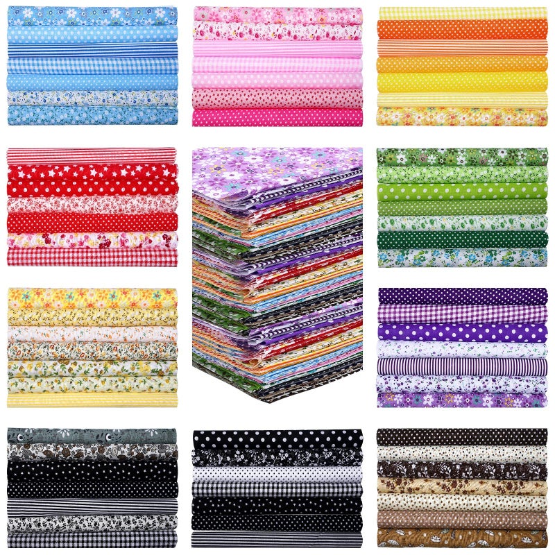 Kingdder 200 Pcs 10 x 10 Inch Cotton Fabric Squares for Quilting Fat Craft Quarters Sewing Fabric Bundle Squares Precut Printed Patchwork for DIY Craft Scrapbooking Cloth Handmade Accessory(Flower) - Image 1