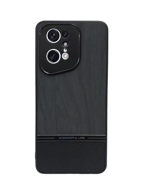 Elmo3ezz حافظة هاتف فاخرة مقاومة للصدمات مصنوعة من الخشب المحبب من البولي يوريثان والبولي يوريثان الحراري لهاتف اوبو فايند X5 برو (أسود)