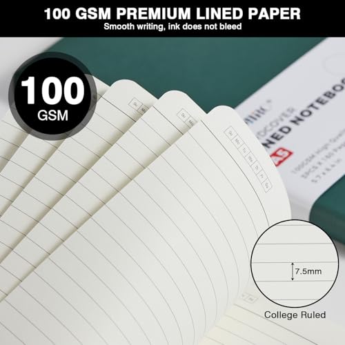NIRMIRO (3 Pack) Lined Journal Notebook with Pen, A5 (5.7"x8.4") Leather Hardcover Journaling Notebooks for Women Men Work, 160 Pages per Note Book, 100GSM Paper, School Office Supplies, Black - Image 3