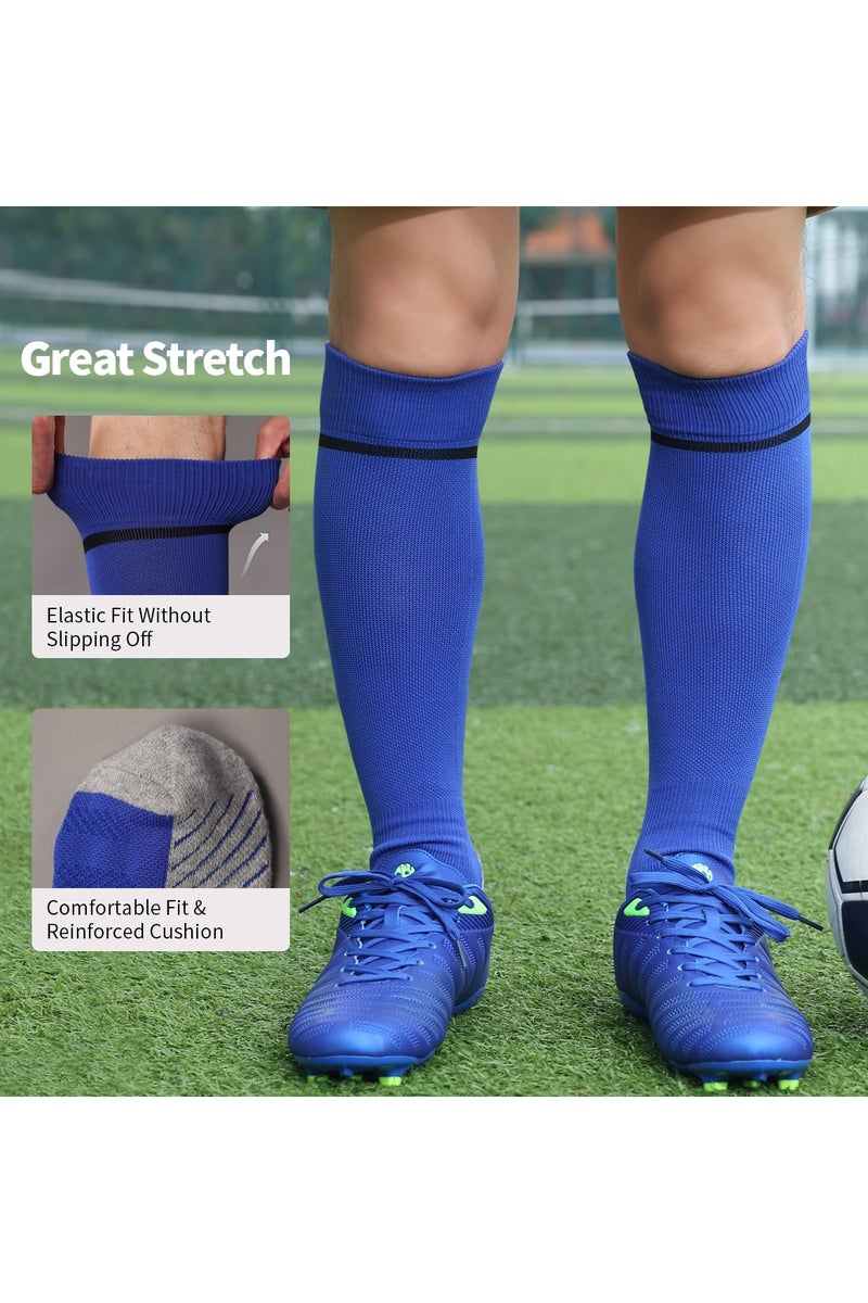 جناح السماء جوارب كرة قدم رجالية ونسائية، جوارب رياضية ضاغطة ومطاطة حتى الركبة، جوارب كرة قدم للجنسين - أزرق - 4 أزواج - Image 2