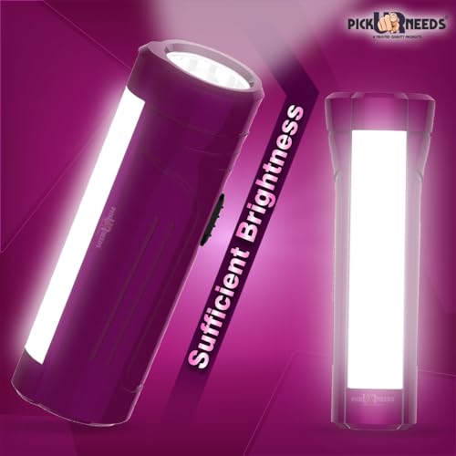 Pick Ur Needs Rechargeable Small LED Torch 25W for Emergency Search Light with SMD Lamp With1500mAh Battery (Pink) - Image 5