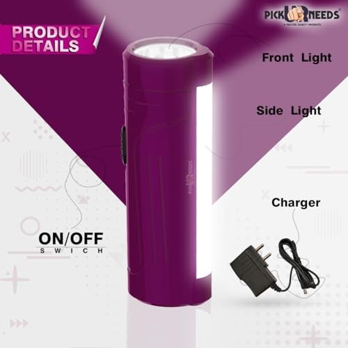 Pick Ur Needs Rechargeable Small LED Torch 25W for Emergency Search Light with SMD Lamp With1500mAh Battery (Pink) - Image 2