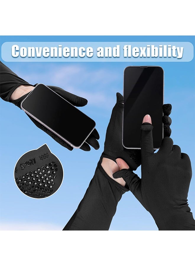 Sweet Life 2 Pairs Women UV Long Sun Protection Gloves Touchscreen Arm Sun Driving Gloves UPF 50+ for Outdoor Sports Cycling  - Image 3