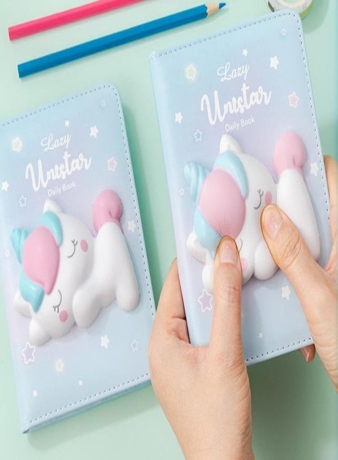 3D Squishy Unicorn Notebook for Girls - Cute Cartoon Hardcover Journal with Stress Relief Soft Toy, A6 Portable Daily Diary for Kids with Colorful Ruled Pages, 16cm x 12cm School & Travel Stationery Gift - Image 2