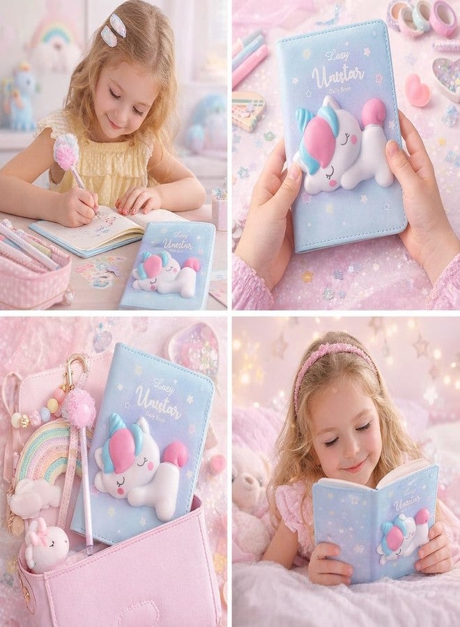 3D Squishy Unicorn Notebook for Girls - Cute Cartoon Hardcover Journal with Stress Relief Soft Toy, A6 Portable Daily Diary for Kids with Colorful Ruled Pages, 16cm x 12cm School & Travel Stationery Gift - Image 5