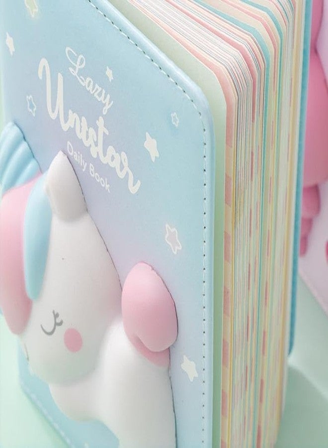 3D Squishy Unicorn Notebook for Girls - Cute Cartoon Hardcover Journal with Stress Relief Soft Toy, A6 Portable Daily Diary for Kids with Colorful Ruled Pages, 16cm x 12cm School & Travel Stationery Gift - Image 3
