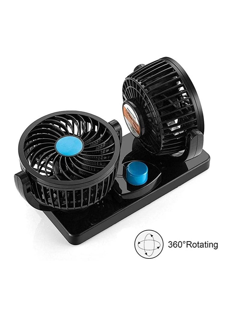 Generic - Double headed vehicle Dashboard Auto Cooling Air Fan, 12V Dual-head USB 360 Degree Rotating Desk Fan 6.5W Powerful Air Circulator Fan with 2 Speed Settings USB Cord for Car Truck Office Bedroom - Image 1