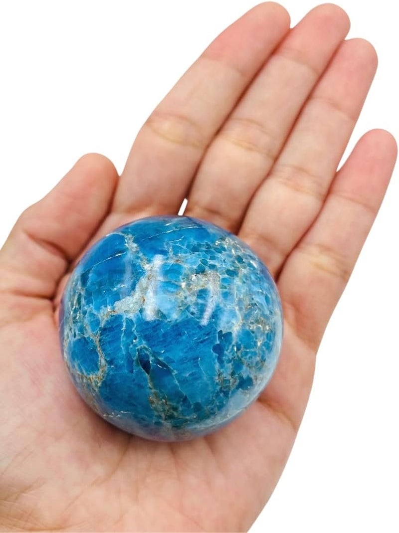 WholesaleGemShop Natural Apatite Quartz 40-45 mm Ball Sphere Gemstone A+ Hand Carved Crystal Altar Healing Devotional Focus Spiritual Chakra Cleansing Metaphysical Gift Men Women