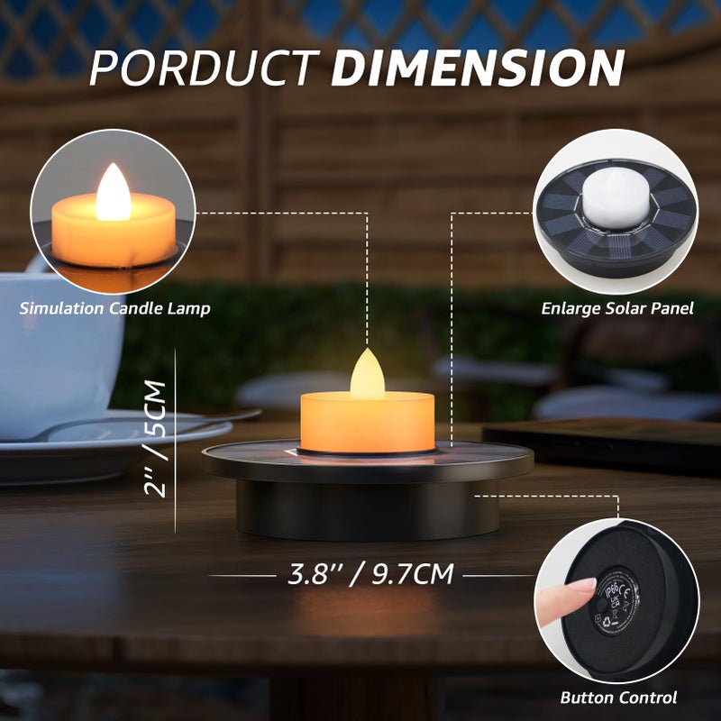 GGNOO Solar Floating Pool Lights, 5-Pack Solar-Powered Float Candles Lamps Tea Light for Pond Party Garden Backyard Outdoor Decor - Image 3