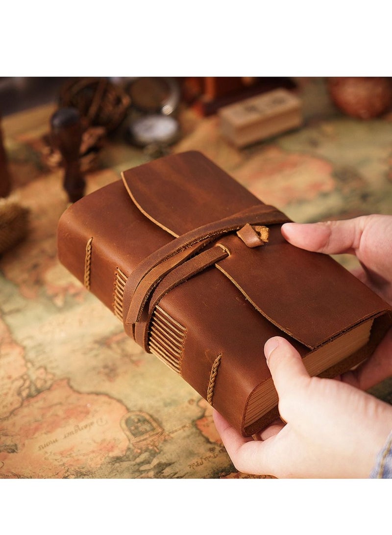 Y&D Leather Bound Journal for Men Women Rustic Vintage Handmade Large Writing Notebook Business Travel Daily Notepad Sketchbook Gift Brown - Image 2