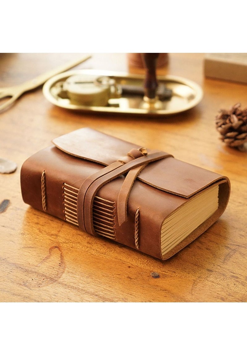 Y&D Leather Bound Journal for Men Women Rustic Vintage Handmade Large Writing Notebook Business Travel Daily Notepad Sketchbook Gift Brown - Image 1