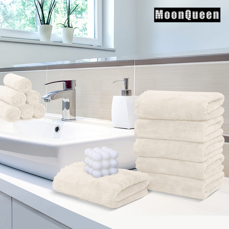 MOONQUEEN 6 Pack Premium Hand Towels - Quick Drying - Microfiber Coral Velvet Highly Absorbent Towels - Multipurpose Use as Hotel, Bathroom, Shower, Spa, Hand Towel 16 x 28 inches (Cream) - Image 2