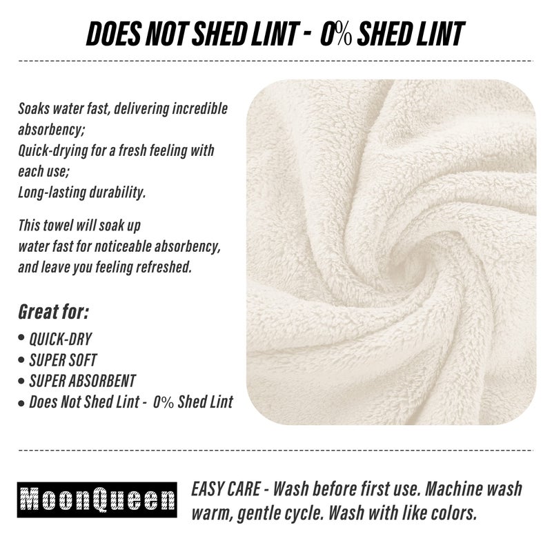 MOONQUEEN 6 Pack Premium Hand Towels - Quick Drying - Microfiber Coral Velvet Highly Absorbent Towels - Multipurpose Use as Hotel, Bathroom, Shower, Spa, Hand Towel 16 x 28 inches (Cream) - Image 4