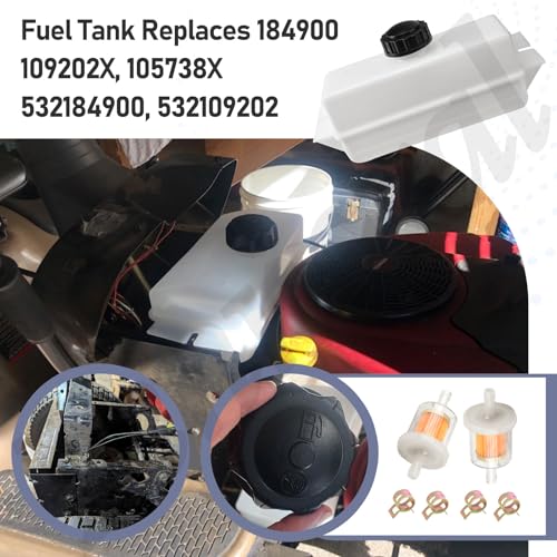 Fennoral 532184900 184900 Fuel Tank & Fuel Cap for Poulan Craftsman Husqvarna Roper, Sears Weed Eater Fits DYT4000 PP1238 T1000 LT2000 Lawn Mower Replaces 109202X, 532109202, 105738X - Image 3