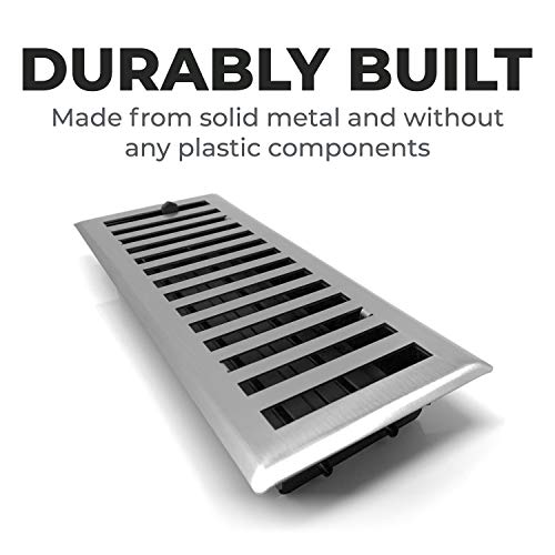 Madelyn Carter Contemporary Vent Cover, Solid Cast Brass Interior, Controls Air Flow, 4 x 10 inches (Overall Face: 5.25 x 11.5 inches), Brushed Nickel - Image 2