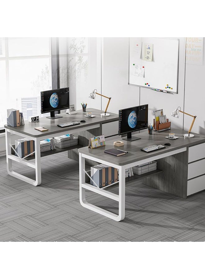 Generic Office Desk, 100 * 50cm Metal Frame Wooden Table with 3 Drawers & 1 Bookshelf for Working Study Writing and Reading, Modern Computer Desk for Home Office and Bedroom, DBL100 (Grey)  - Image 4