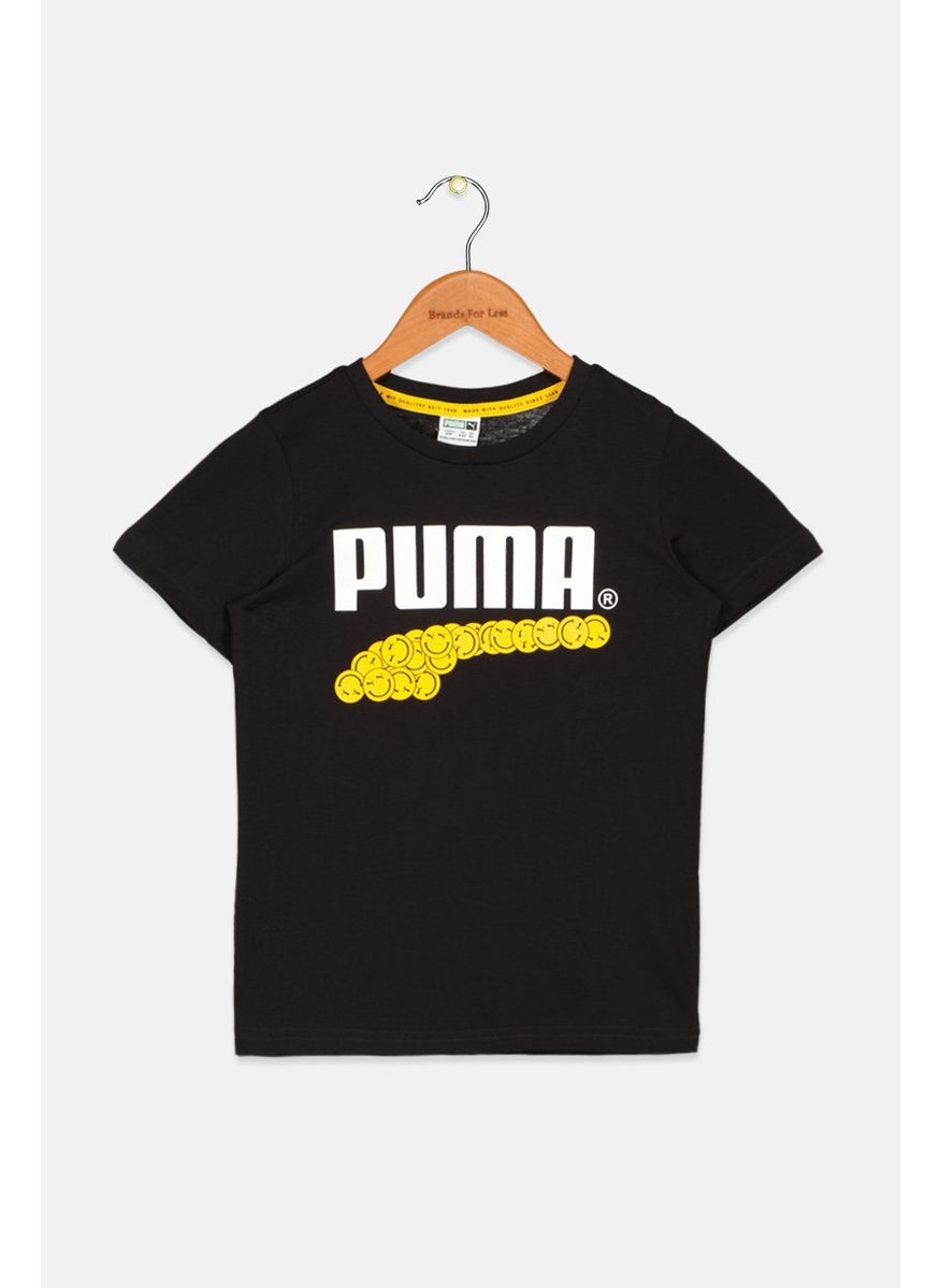 PUMA Kids Boy Crew Neck Short Sleeve Graphic T-shirt, Black  - Image 1