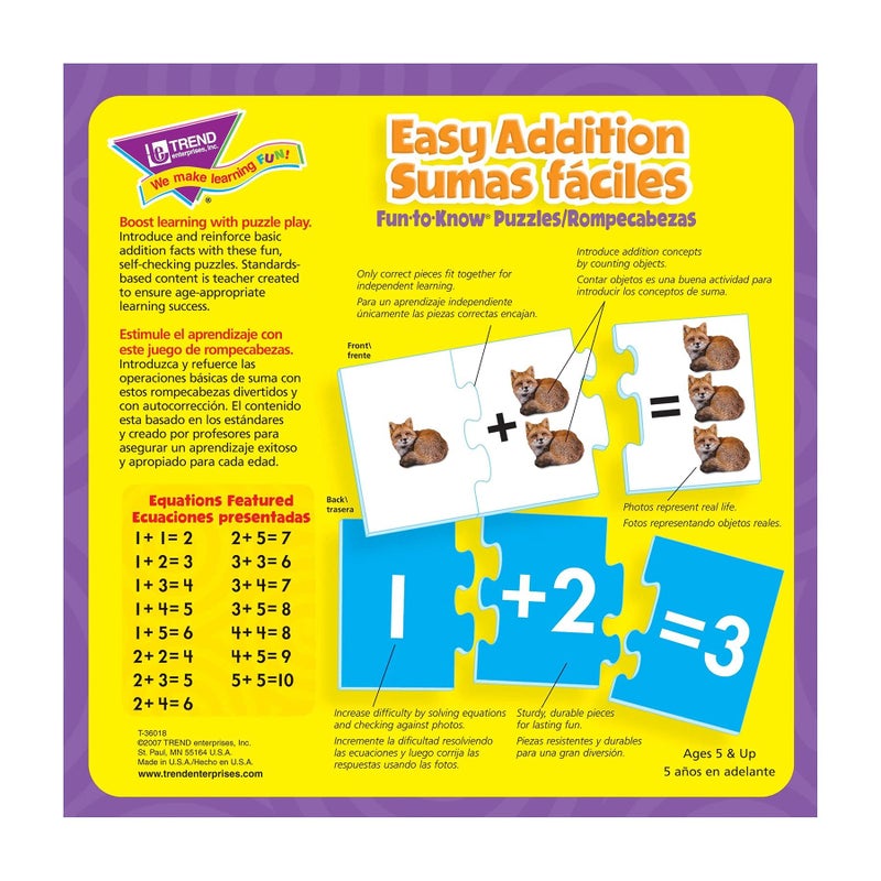 Trend Easy Addition/Sumas faciles Fun-to-Know Puzzles - Image 3