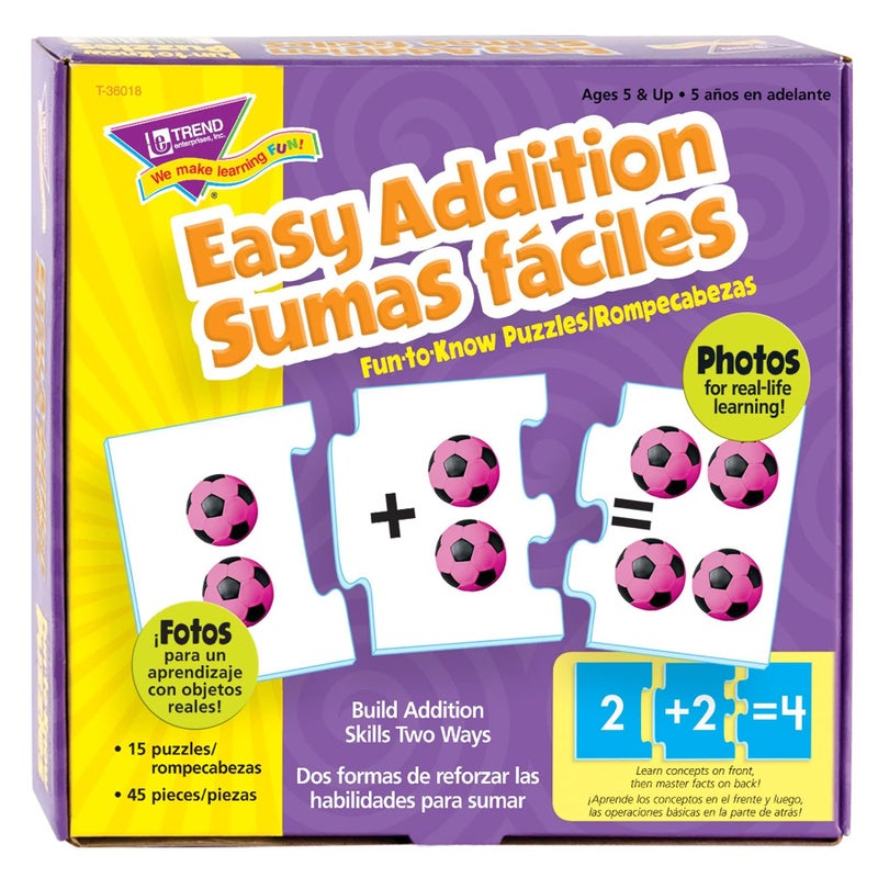 Trend Easy Addition/Sumas faciles Fun-to-Know Puzzles - Image 1
