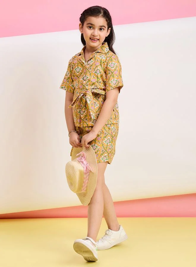 Stylo Bug Girls Flower Print Shirt and Shorts Set