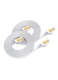 SYOSI Cat 8 Ethernet Cable 25 ft 2Pack High Speed Flat 8 LAN Network 40Gbps 2000Mhz Heavy Duty Gigabit Internet Shielded in Wall, Indoor&Outdoor for Router, Modem, Gaming PC  - Image 1