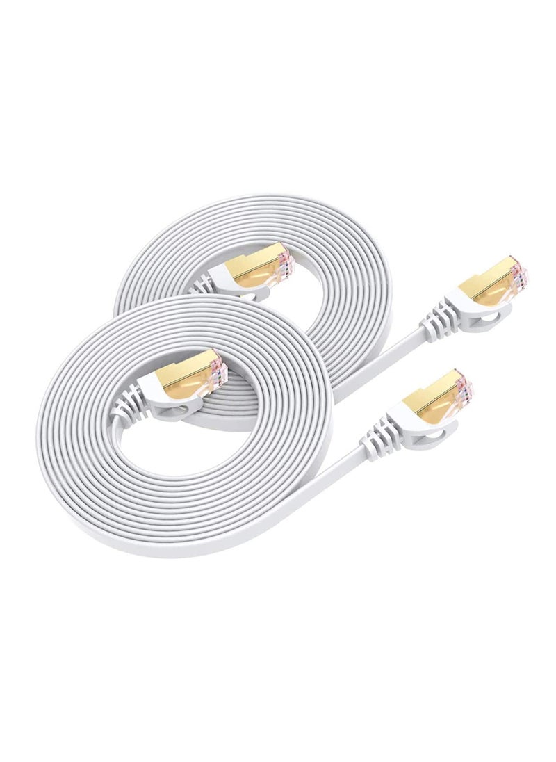 SYOSI Cat 8 Ethernet Cable 25 ft 2Pack High Speed Flat 8 LAN Network 40Gbps 2000Mhz Heavy Duty Gigabit Internet Shielded in Wall, Indoor&Outdoor for Router, Modem, Gaming PC  - Image 1