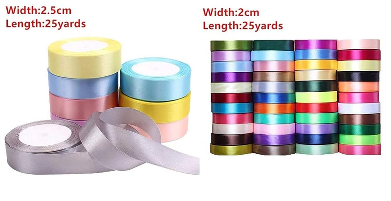 DIY Crafts Diy Crafts 14655 Cm Grosgrain Satin Ribbons Christmas Party Decoration Diy Bow Craft Ribbons Card Gifts, Pack of 200 Yards, Mixed (Multicolor)  - Image 5