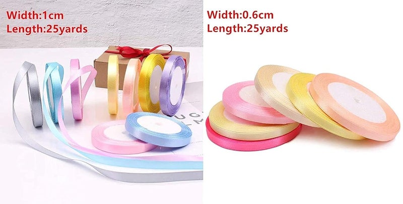 DIY Crafts Diy Crafts 14655 Cm Grosgrain Satin Ribbons Christmas Party Decoration Diy Bow Craft Ribbons Card Gifts, Pack of 200 Yards, Mixed (Multicolor)  - Image 4